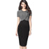 Houndstooth Stitching Commuter Slim Bag Hip Pencil Skirt - ROUTINE FASHION